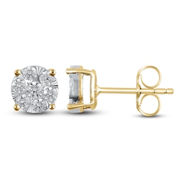 Diamond Earrings 1/2 carat tw Round 10K Yellow Gold