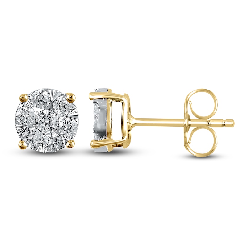 Diamond Earrings 1/2 carat tw Round 10K Two-Tone Gold