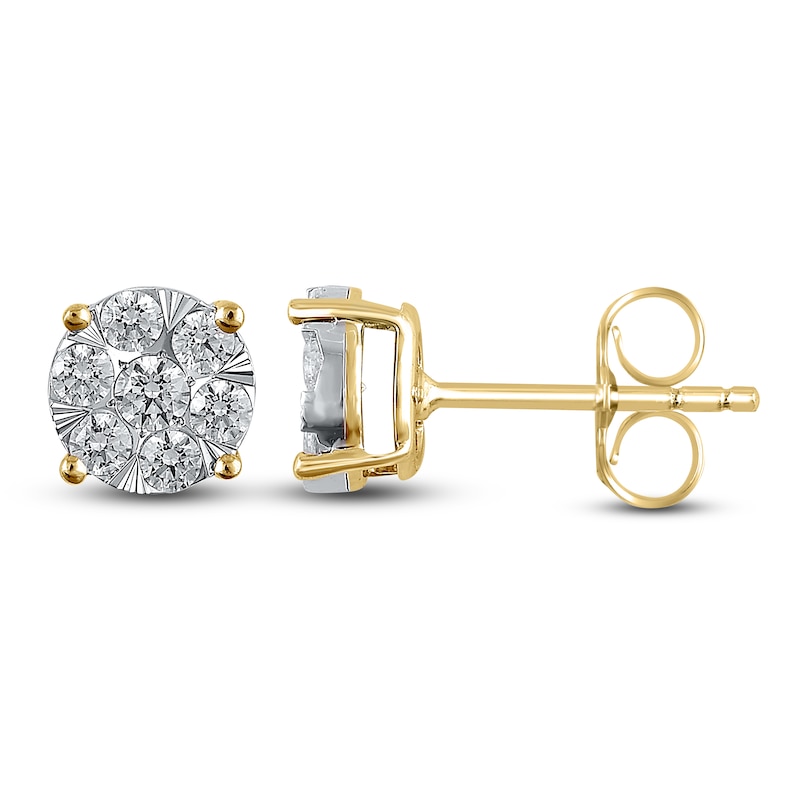Main Image 1 of Diamond Earrings 1/2 carat tw Round 10K Yellow Gold