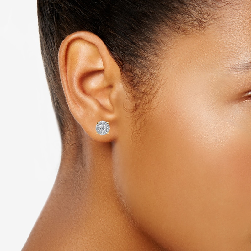 Main Image 2 of Diamond Earrings 1/2 carat tw Round 10K Yellow Gold