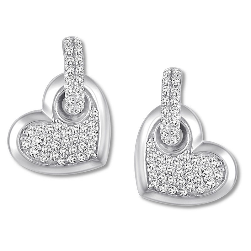 Diamond Heart Earrings 1/3 carat tw Round 10K White Gold | Jared