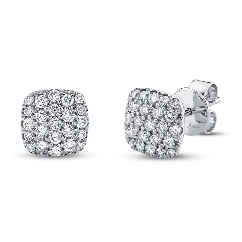 Shy Creation Diamond Earrings 3/8 carat tw Round 14K White Gold ...