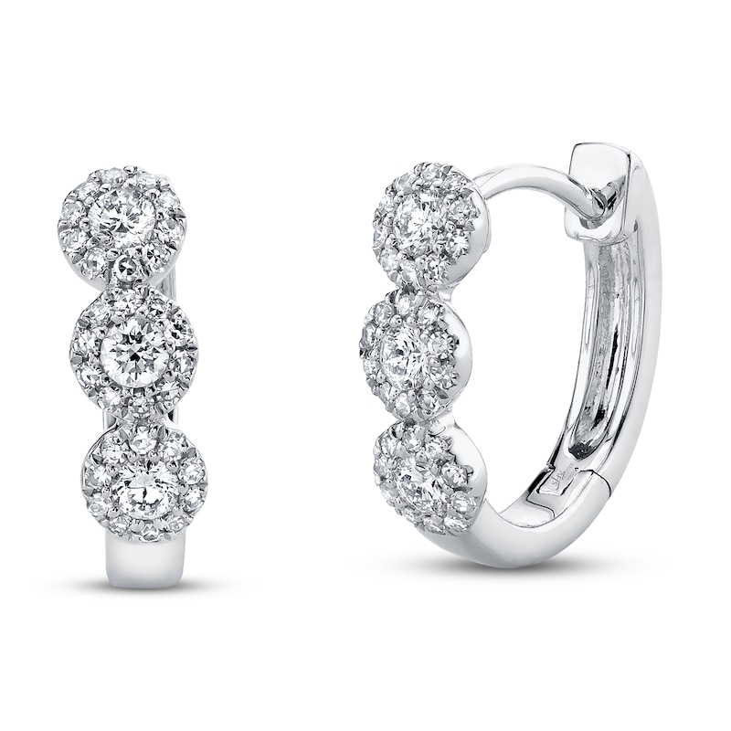 Shy Creation Diamond Hoop Earrings 1/3 carat tw 14K White Gold SC55002490