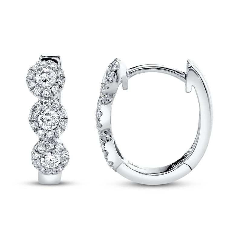 Shy Creation Diamond Hoop Earrings 1/3 carat tw 14K White Gold SC55002490