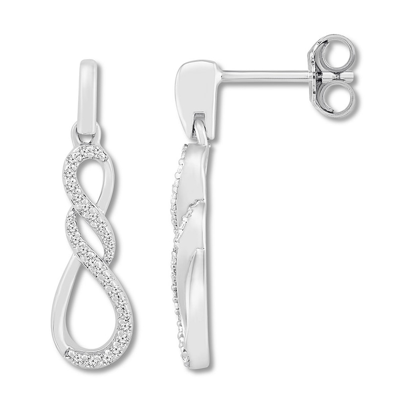Diamond Infinity Earrings 1/6 ct tw Round 10K White Gold