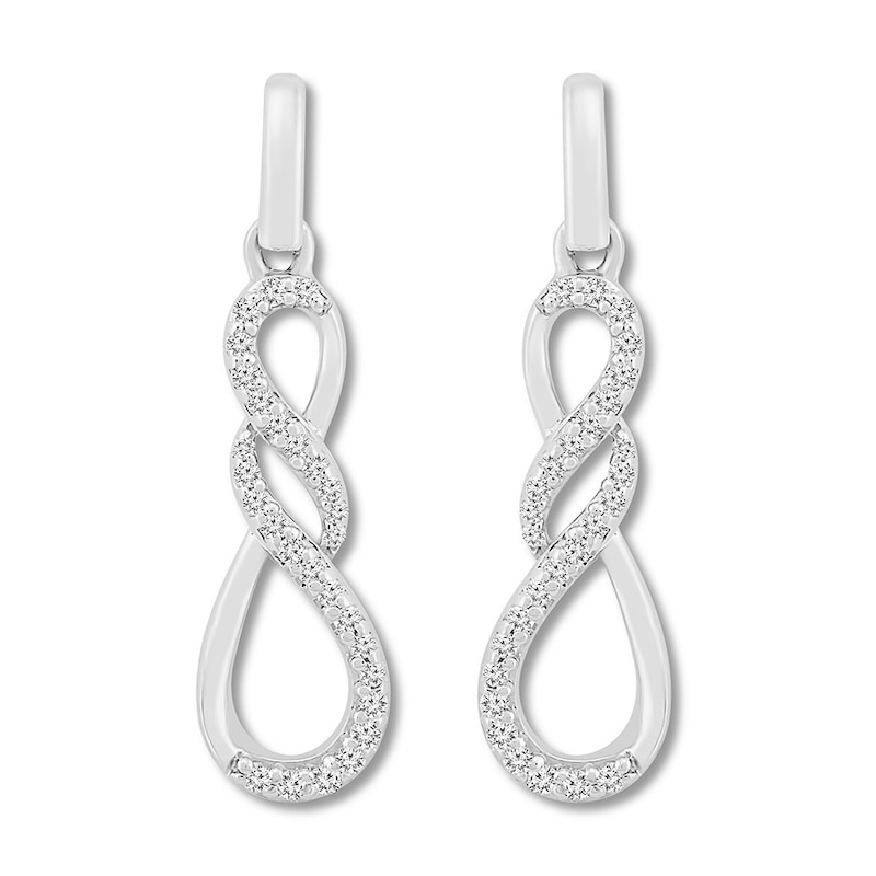 Diamond Infinity Earrings 1/6 ct tw Round 10K White Gold