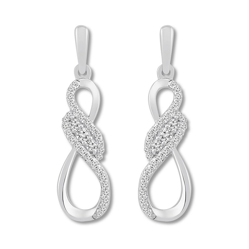 Main Image 2 of Diamond Infinity Earrings 1/3 ct tw Round 10K White Gold