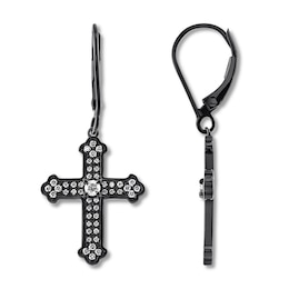 House of Virtruve Diamond Dangle Earrings 1/2 ct tw Round Black Ruthenium-Plated Sterling Silver