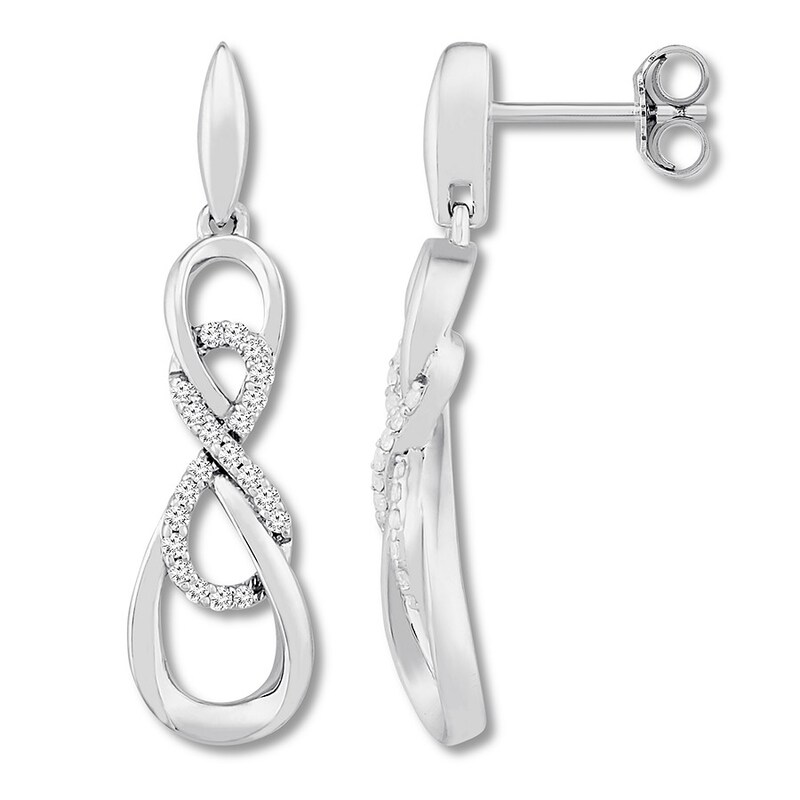 Main Image 1 of Diamond Infinity Earrings 1/6 ct tw Sterling Silver