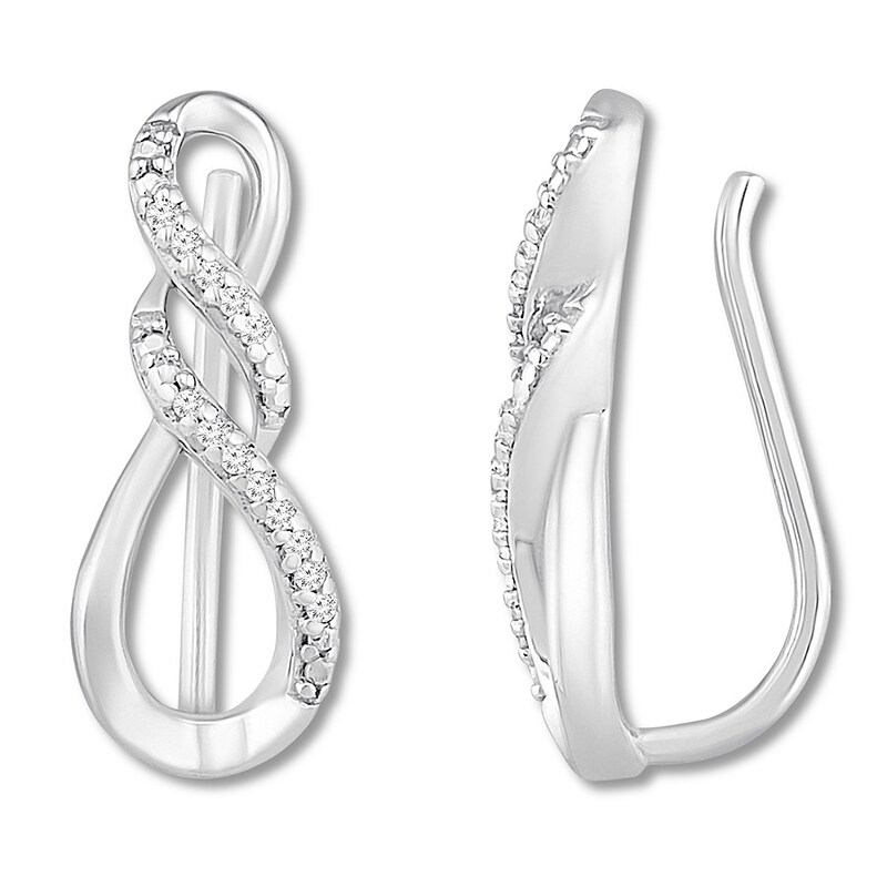 Main Image 1 of Infinity Earring Climbers 1/20 ct tw Diamonds Sterling Silver