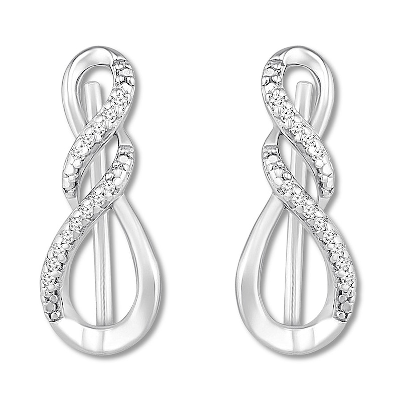 Infinity Earring Climbers 1/20 ct tw Diamonds Sterling Silver