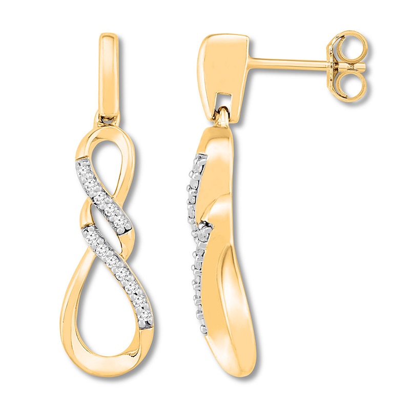 Main Image 1 of Diamond Infinity Earrings 1/20 ct tw 10K Yellow Gold