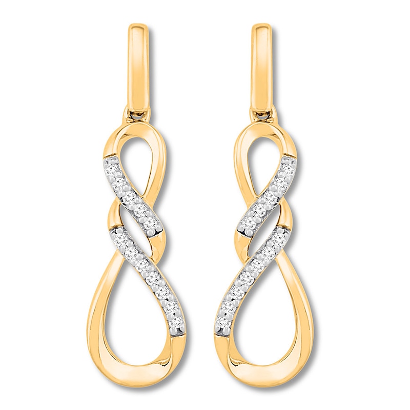 Main Image 2 of Diamond Infinity Earrings 1/20 ct tw 10K Yellow Gold