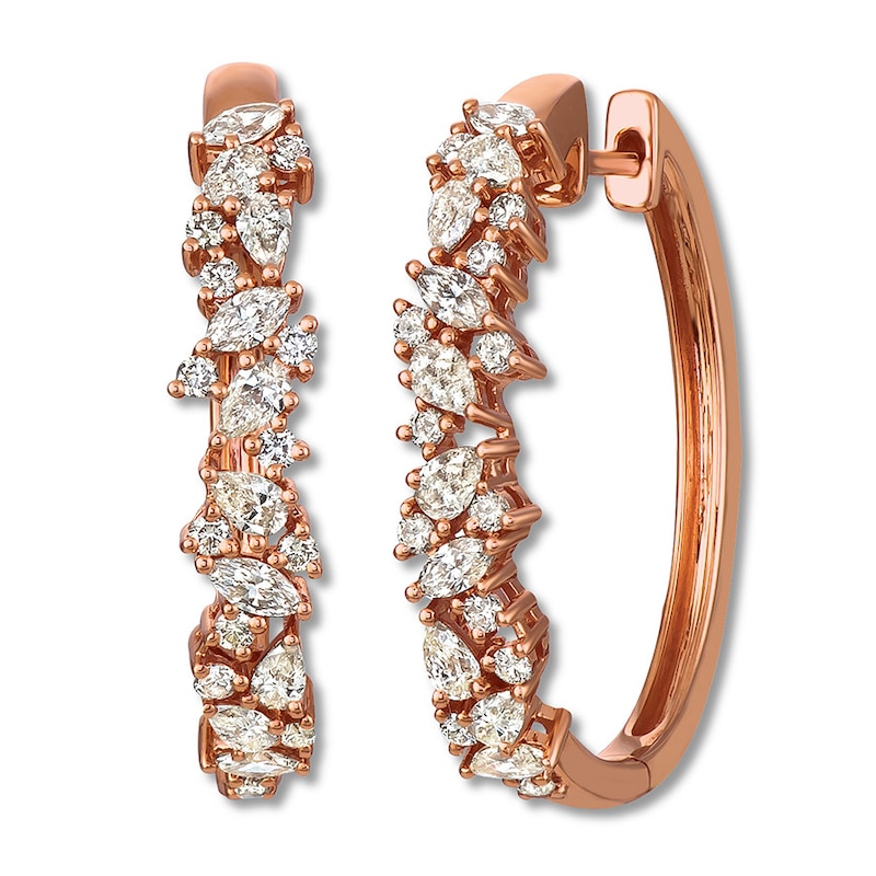 Le Vian Diamond Hoop Earrings 1-1/2 ct tw 14K Strawberry Gold