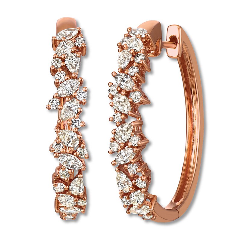 Main Image 1 of Le Vian Diamond Hoop Earrings 1-1/2 ct tw 14K Strawberry Gold