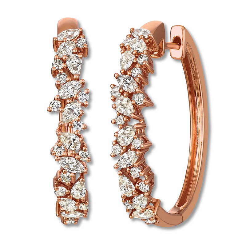 Le Vian Diamond Hoop Earrings 1-1/2 ct tw 14K Strawberry Gold