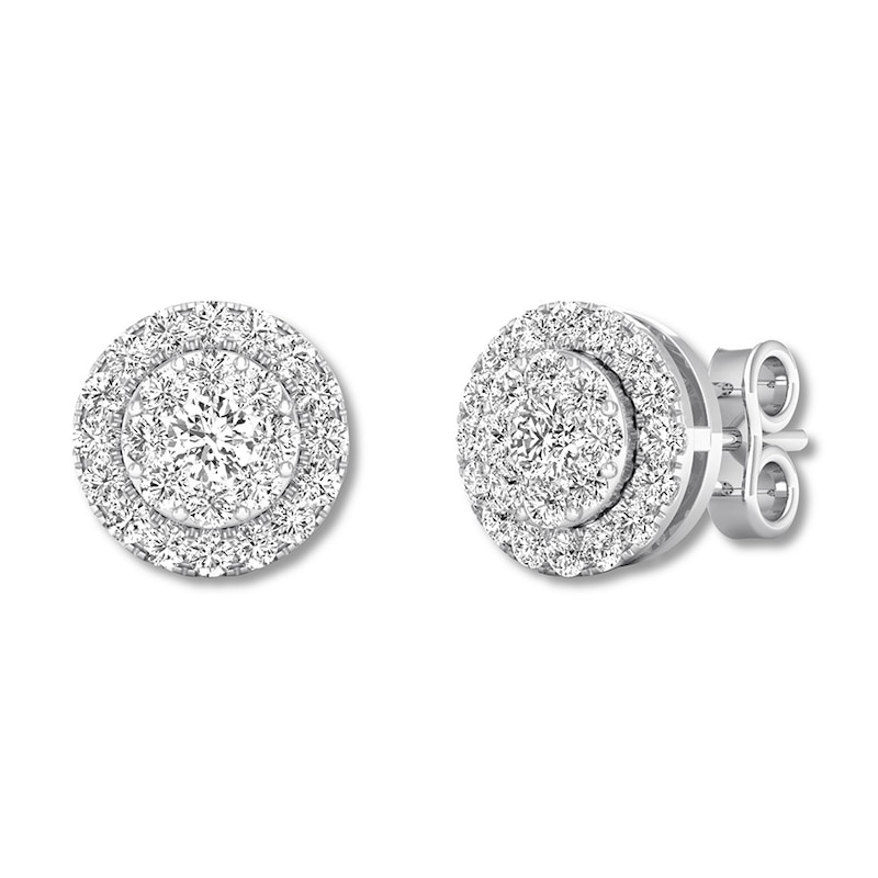 Main Image 1 of Diamond Stud Earrings 1/2 carat tw Round 10K White Gold