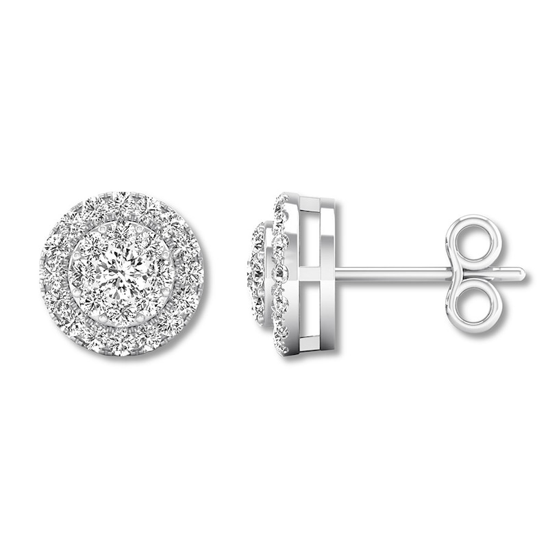 Main Image 2 of Diamond Stud Earrings 1/2 carat tw Round 10K White Gold