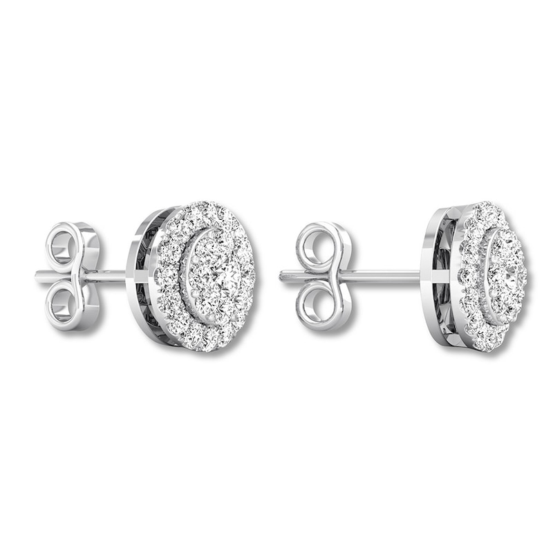 Main Image 3 of Diamond Stud Earrings 1/2 carat tw Round 10K White Gold