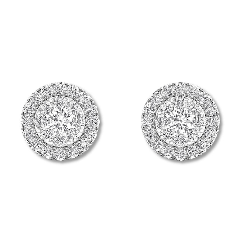 Main Image 4 of Diamond Stud Earrings 1/2 carat tw Round 10K White Gold