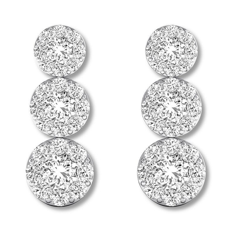 Main Image 3 of Diamond Earrings 1 Carat tw Round-cut 14K White Gold
