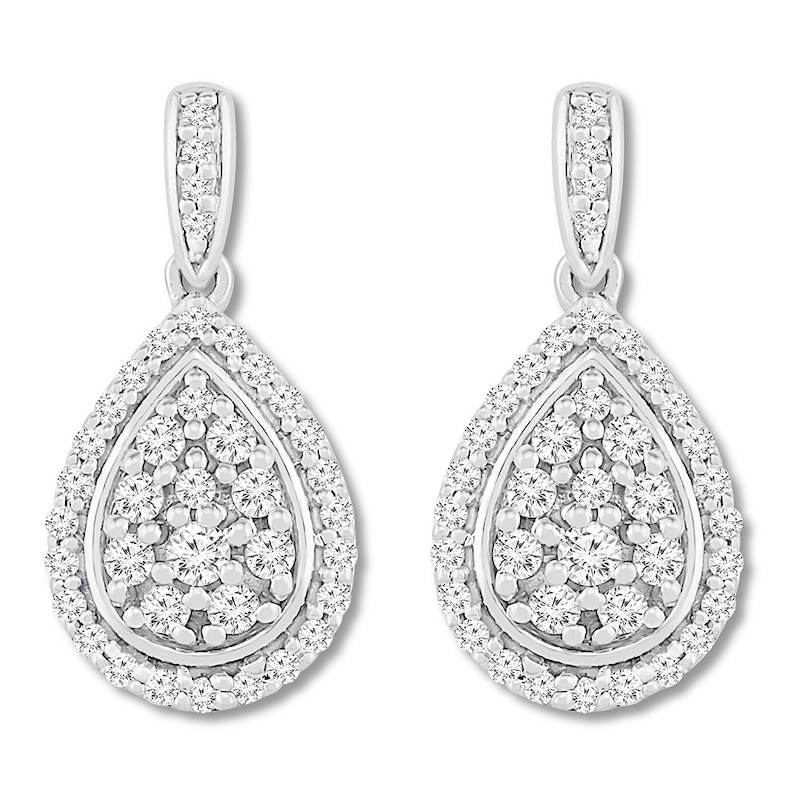 Main Image 2 of Diamond Teardrop Earrings 3/4 ct tw Round-cut Sterling Silver