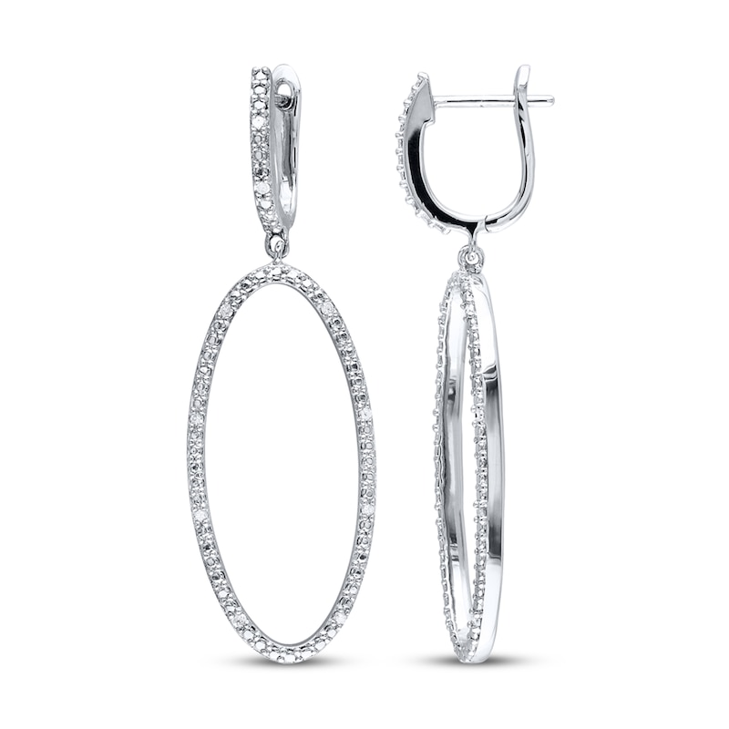 Main Image 1 of Diamond Dangle Earrings 1/10 ct tw Round-cut Sterling Silver