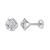 Thumbnail Image 1 of Diamond Flower Earrings 1/20 ct tw Round-cut Sterling Silver