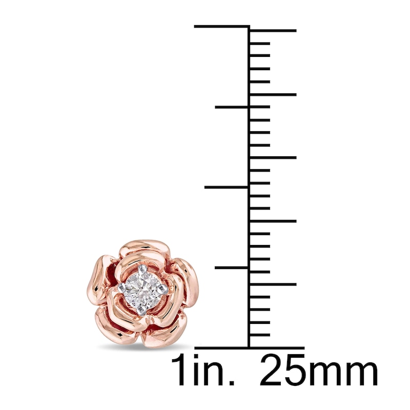 Main Image 2 of Diamond Flower Earrings 1/5 ct tw Round-cut 10K Rose Gold