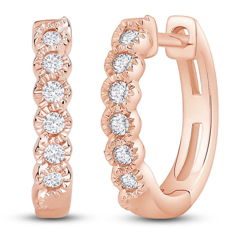 Diamond Hoop Earrings 1/8 ct tw Round 10K Rose Gold