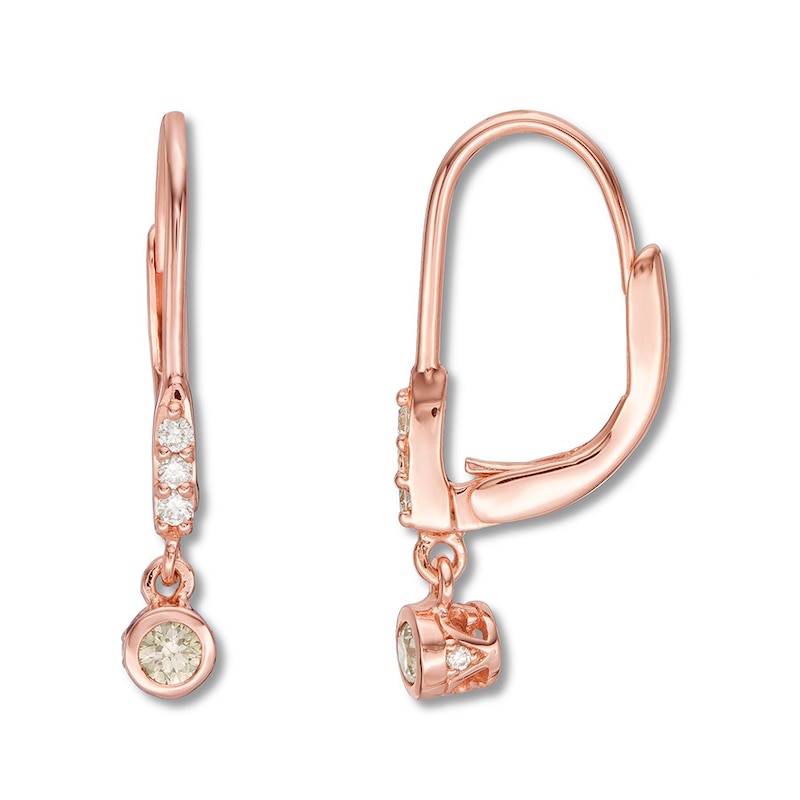 Main Image 1 of Le Vian Pale Brown Diamond Earrings 1/4 cttw 14K Strawberry Gold