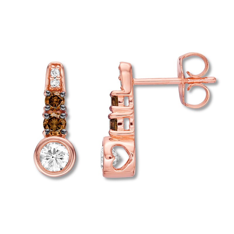 Main Image 1 of Le Vian Diamond Earrings 5/8 cttw Bezel-set 14K Strawberry Gold