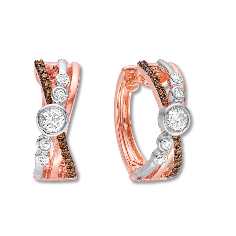 Le Vian Diamond Hoop Earrings 3/4 ct tw 14K Two-Tone Gold