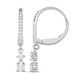 Diamond Drop Earrings 1 ct tw Round 14K White Gold
