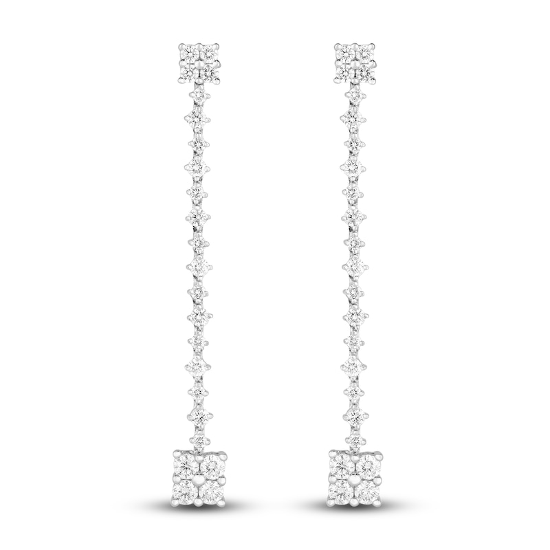 Diamond Drop Earrings 1 1/2 ct tw 14K White Gold