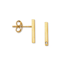 Bar Earrings Diamond Accents 14K Yellow Gold