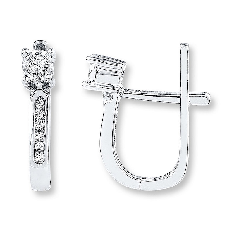 Diamond Hoop Earrings 1/6 ct tw Round-cut 10K White Gold | Jared