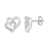 Thumbnail Image 0 of Double Heart Earrings Diamond Accents 10K White Gold