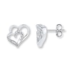 Thumbnail Image 1 of Double Heart Earrings Diamond Accents 10K White Gold