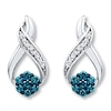Thumbnail Image 0 of Diamond Earrings 1/5 ct tw Blue/White 10K White Gold