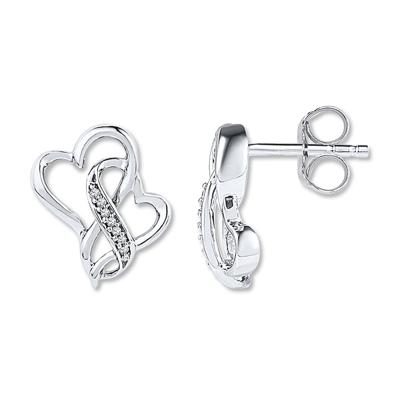 Main Image 1 of Heart & Infinity Earrings 1/20 ct tw Diamonds Sterling Silver