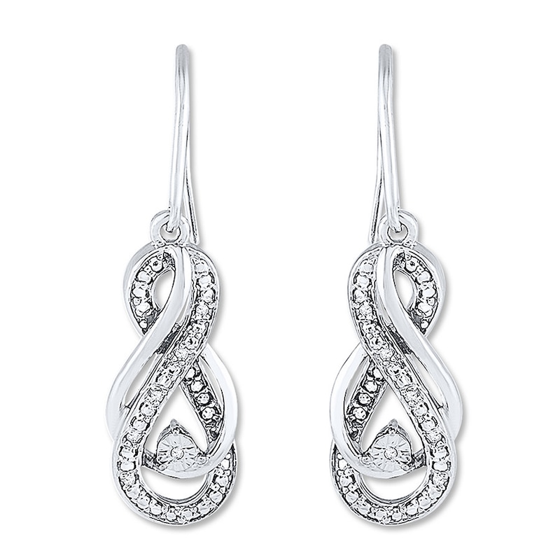 Diamond Infinity Earrings 1/15 ct tw Round-cut Sterling Silver
