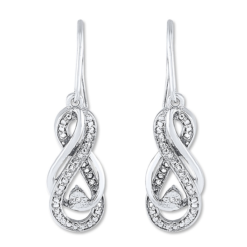 Main Image 1 of Diamond Infinity Earrings 1/15 ct tw Round-cut Sterling Silver