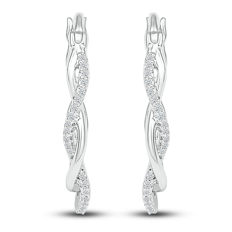 Diamond Hoop Earrings 1/8 ct tw Round-cut Sterling Silver | Jared