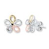 Thumbnail Image 0 of Flower Earrings 1/15 ct tw Diamonds Sterling Silver/10K Gold