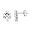 Thumbnail Image 1 of Celtic Knot Earrings Diamond Accents Sterling Silver