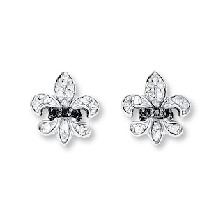Fleur-de-Lis Earrings 1/6 ct tw Diamonds Sterling Silver | Jared
