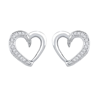 Diamond Heart Earrings 1/10 ct tw Round-cut Sterling Silver | Jared