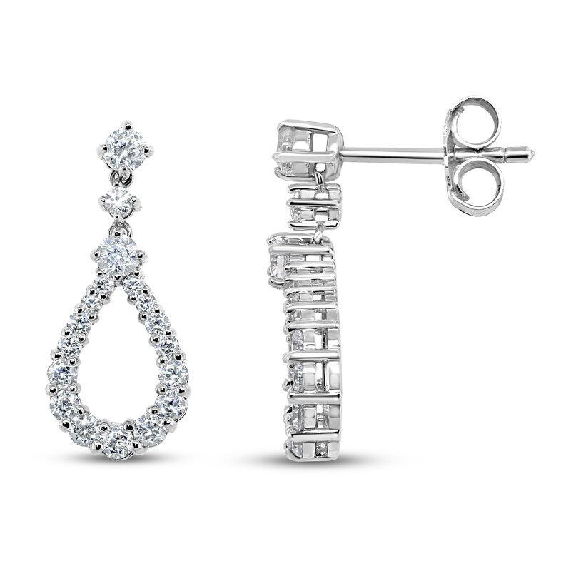 Main Image 2 of Diamond Dangle Earrings 1 ct tw Round-cut 14K White Gold