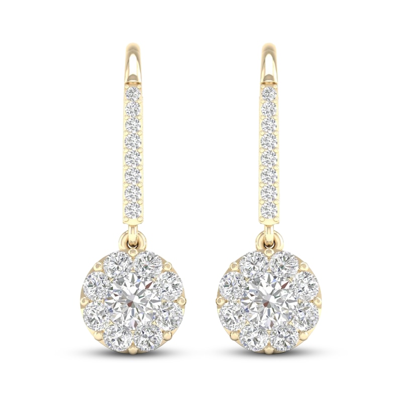 Main Image 3 of Diamond Dangle Earrings 1 ct tw Round 14K Yellow Gold